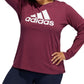 Blusa esportiva feminina adidas com estampa de logo canelado, manga comprida, gola redonda, vermelha, tamanho 1X