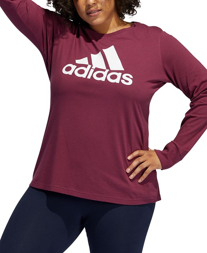 Blusa Adidas Feminina Badge Of Sports Algodão com Logotipo Vermelho Tamanho 4X