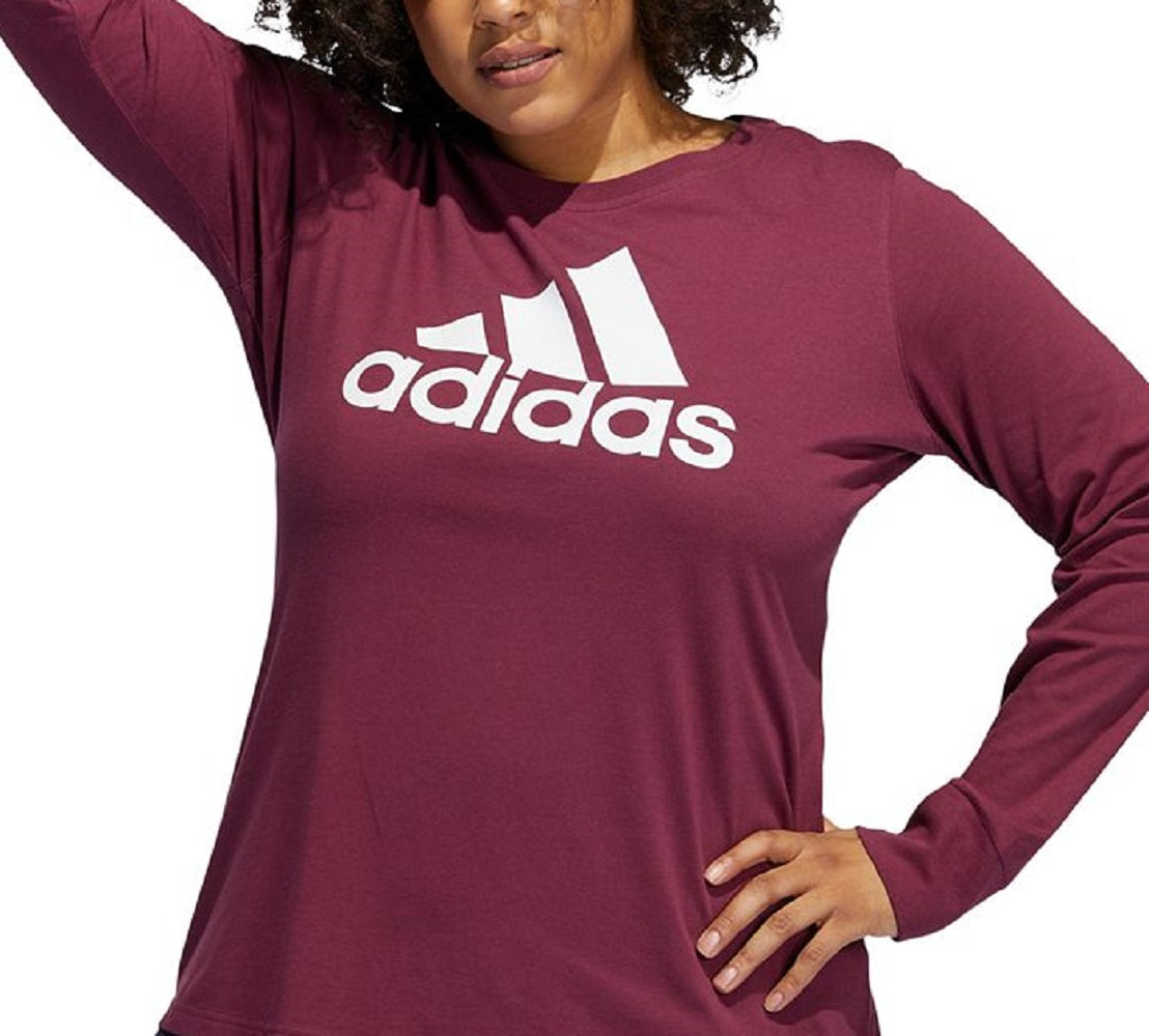 Blusa Adidas Feminina Badge Of Sports Algodão com Logotipo Vermelho Tamanho 4X