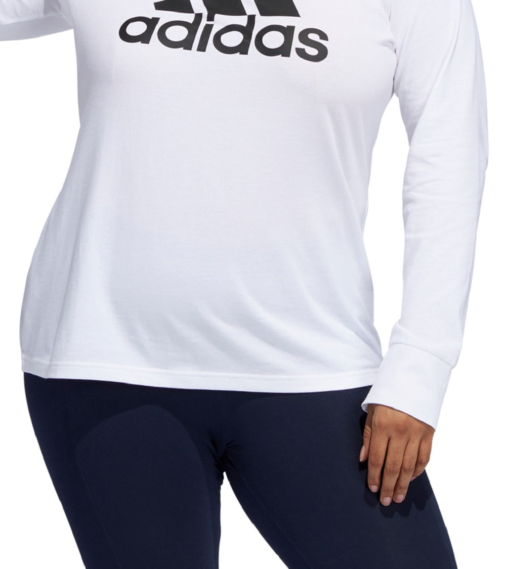 Blusa Adidas Feminina Badge Of Sports Algodão com Logotipo, Branca, Tamanho 1X