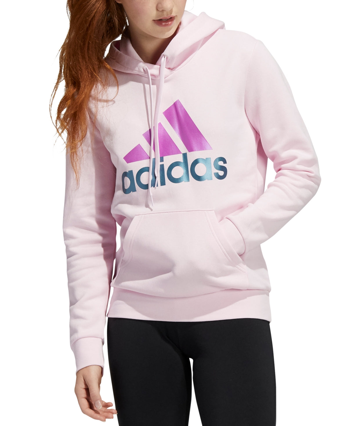 Moletom com capuz feminino adidas Two Tone Logo Rosa Tamanho X-Large