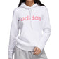 Moletom com capuz feminino Adidas Logo, branco, tamanho médio