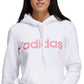 Moletom com capuz feminino Adidas Logo, branco, tamanho médio