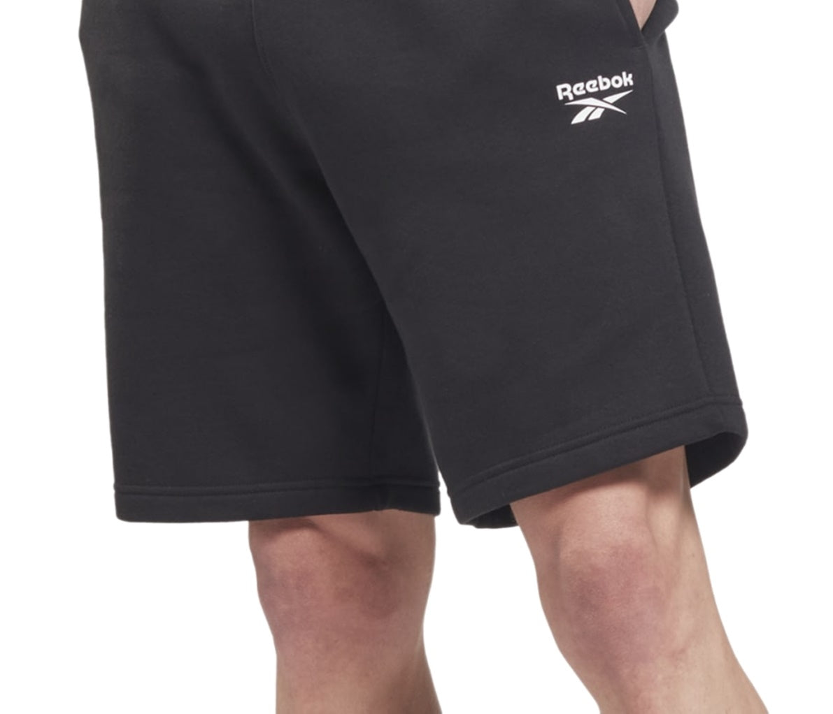 Reebok Men's Identity Slim Fit Logo Print Fleece Shorts Preto Tamanho P