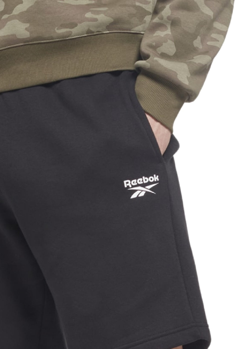 Reebok Men's Identity Slim Fit Logo Print Fleece Shorts Preto Tamanho P