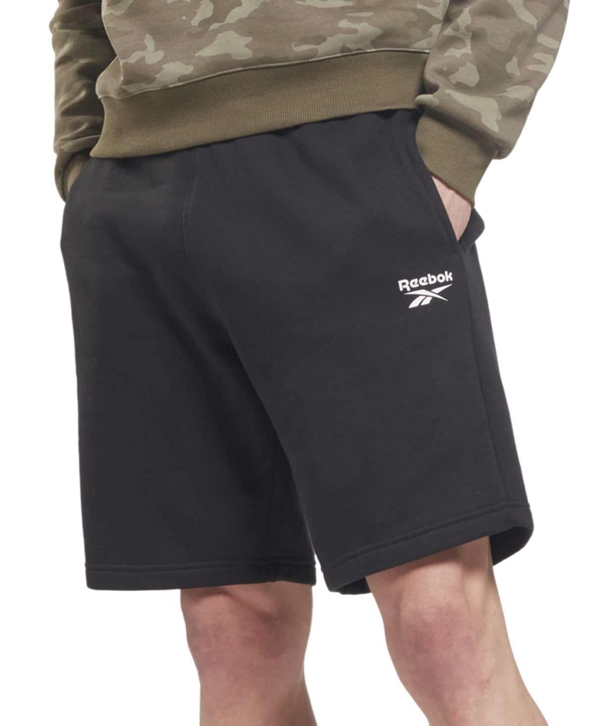 Reebok Men's Identity Slim Fit Logo Print Fleece Shorts Preto Tamanho P