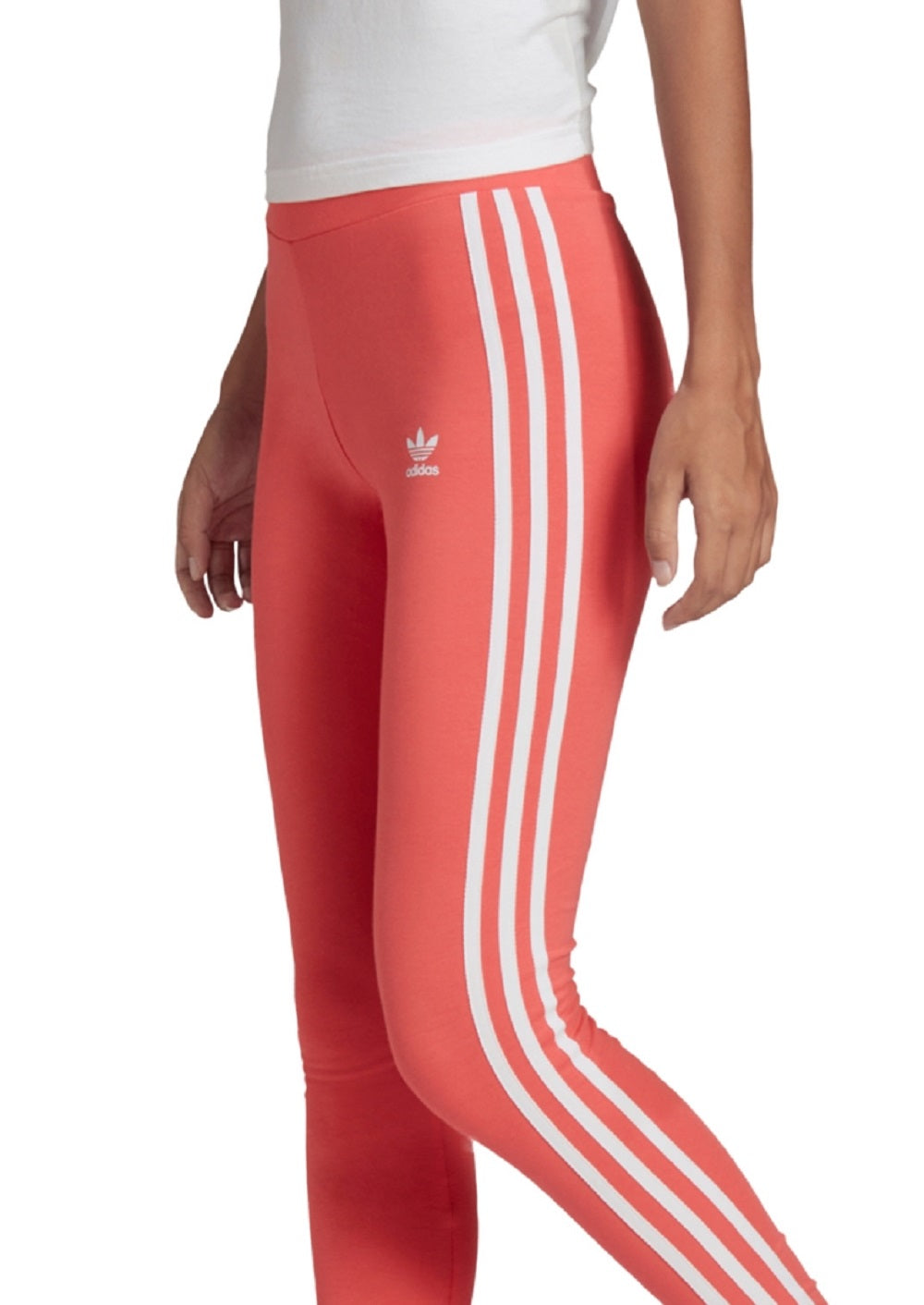 Calça legging feminina adidas Classic 3 Stripes vermelha, tamanho médio