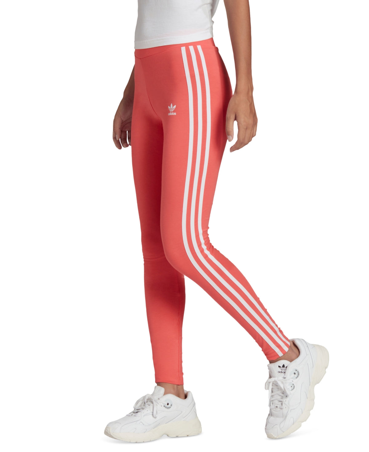 Calça legging feminina adidas Classic 3 Stripes vermelha, tamanho médio