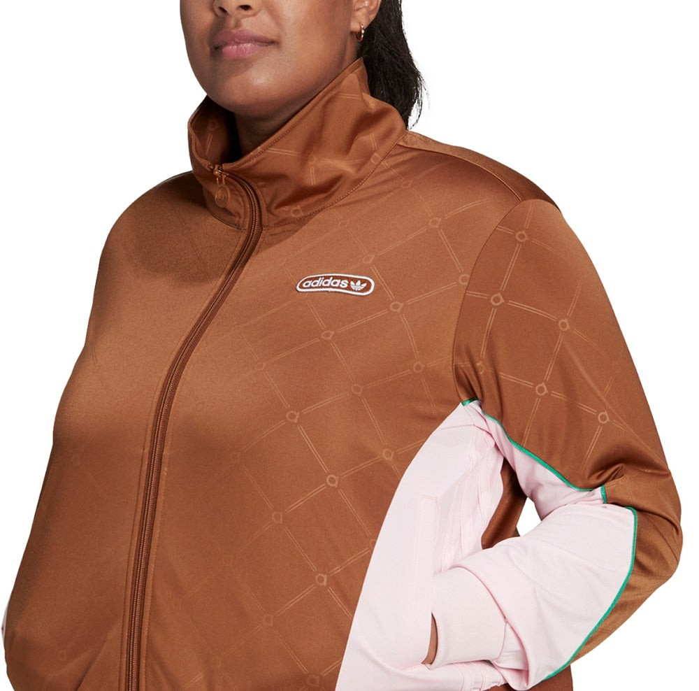 Jaqueta Adidas Feminina Colorblocked com Zíper Frontal Marrom Tamanho 3X