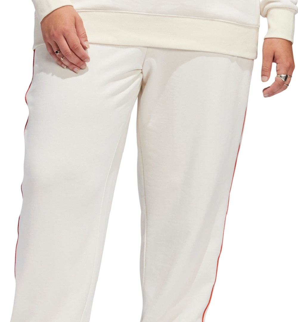 Calça de moletom feminina Adidas, branca, tamanho 2X