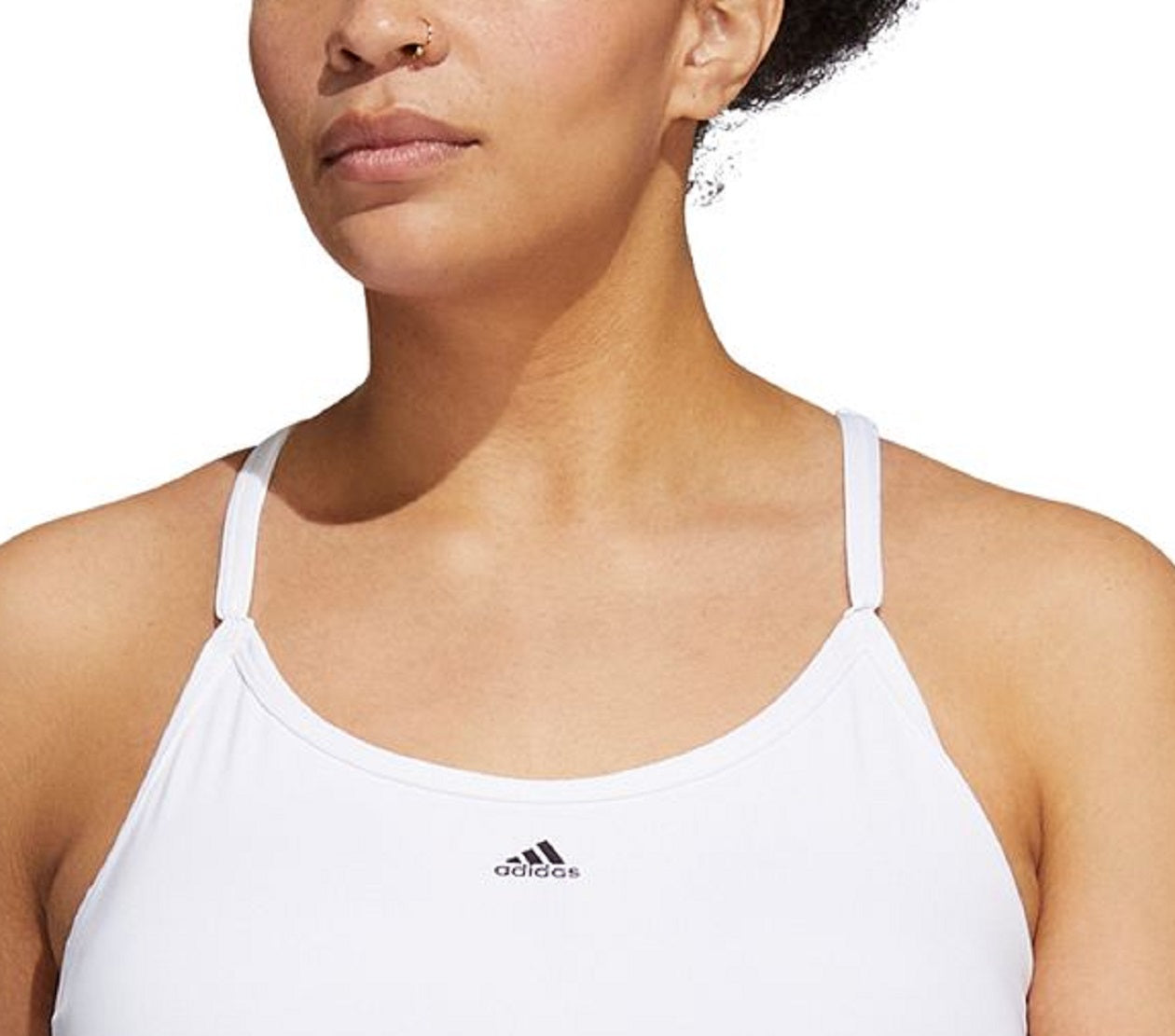 Sutiã esportivo feminino adidas 3 listras X Back, branco