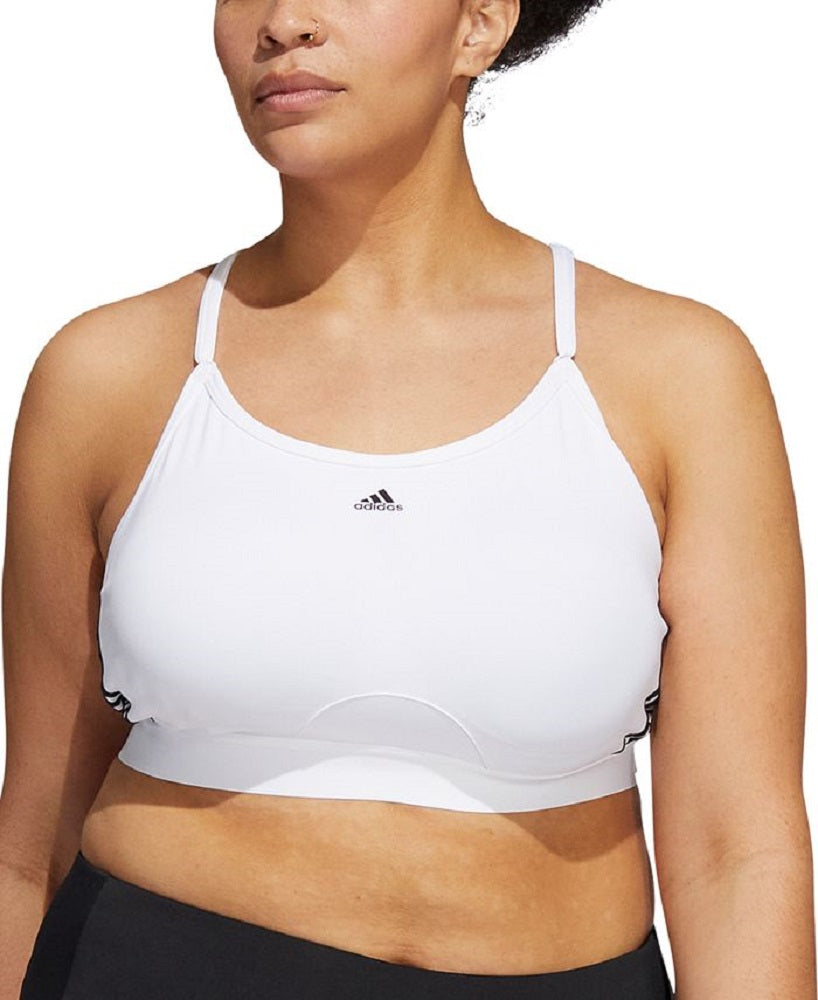 Sutiã esportivo feminino adidas 3 listras X Back, branco