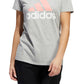 Camiseta de algodão com logotipo do esporte da Adidas feminina, cinza, tamanho extragrande