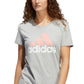 Camiseta Adidas Feminina Badge Of Sport de Algodão Cinza Tamanho P