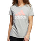Camiseta de algodão com logotipo do esporte da Adidas feminina, cinza, tamanho XS