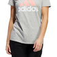 Camiseta Adidas Feminina Badge Of Sport Algodão Cinza Tamanho Grande