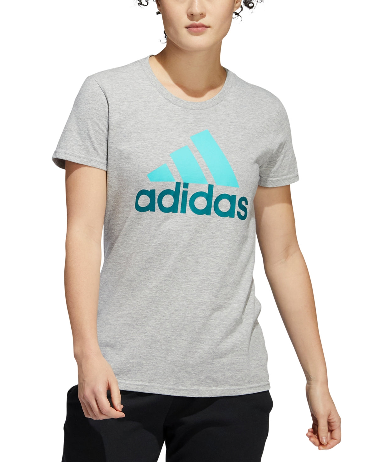 Camiseta Adidas Feminina Badge Of Sport de Algodão Cinza Tamanho P
