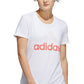 Camiseta feminina de algodão com logotipo Badge Of Sport da Adidas, branca, tamanho XS