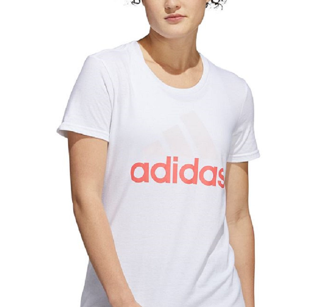Camiseta feminina de algodão com logotipo Badge Of Sport da Adidas, branca, tamanho XS