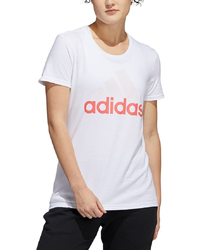 Camiseta feminina de algodão com logotipo Badge Of Sport da Adidas, branca, tamanho GG