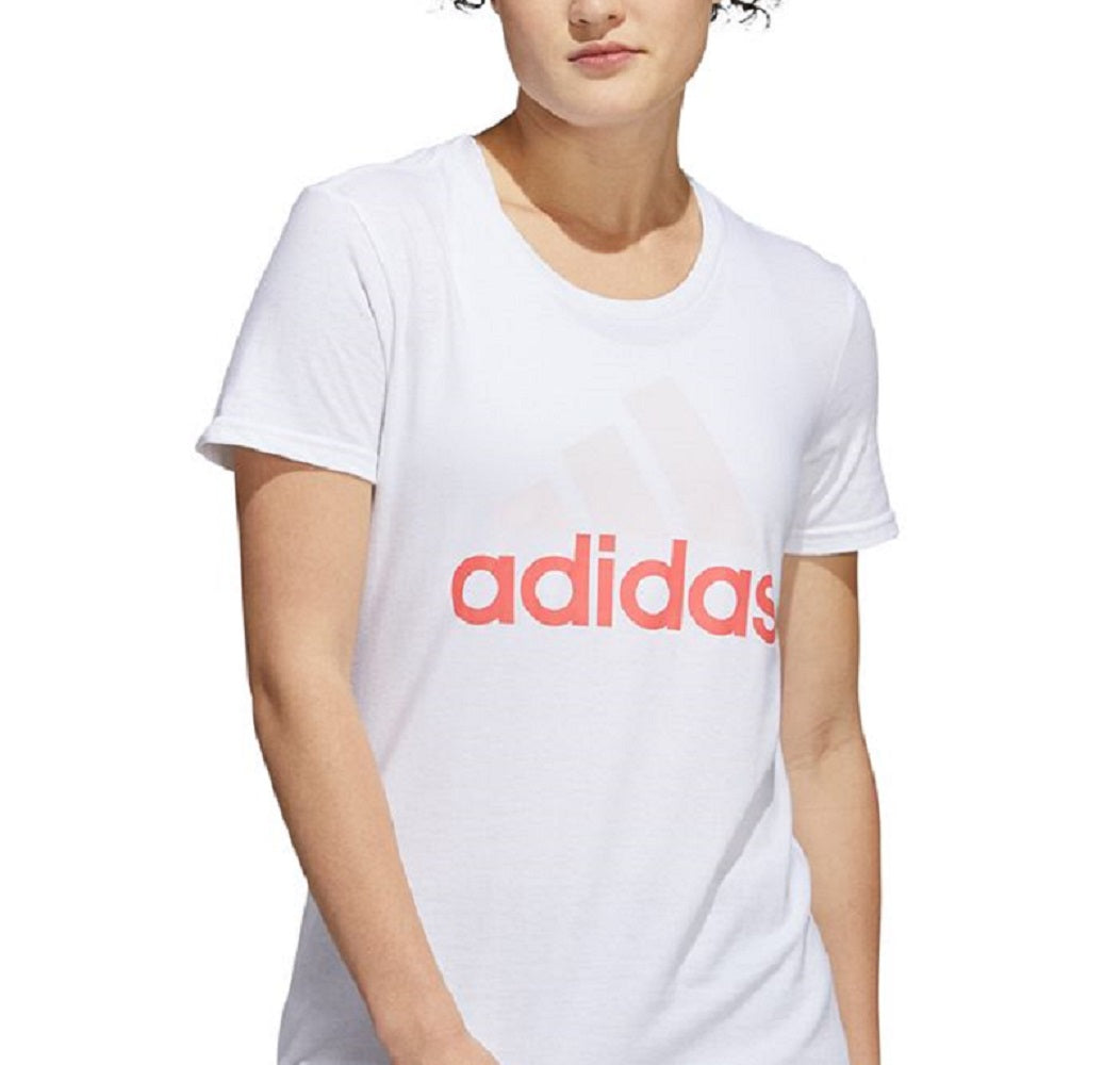 Camiseta feminina de algodão com logotipo Badge Of Sport da Adidas, branca, tamanho GG
