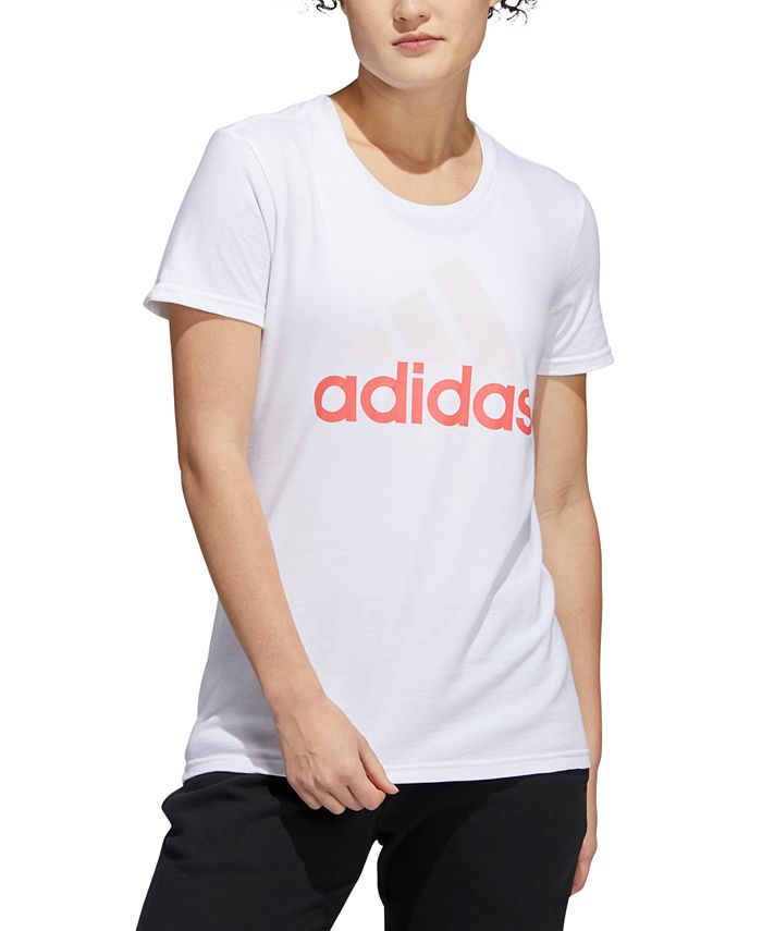 Camiseta feminina de algodão com logotipo Badge Of Sport da Adidas, branca, tamanho grande