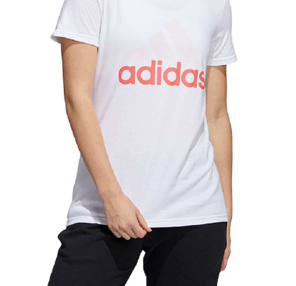 Camiseta feminina de algodão com logotipo Badge Of Sport da Adidas, branca, tamanho grande