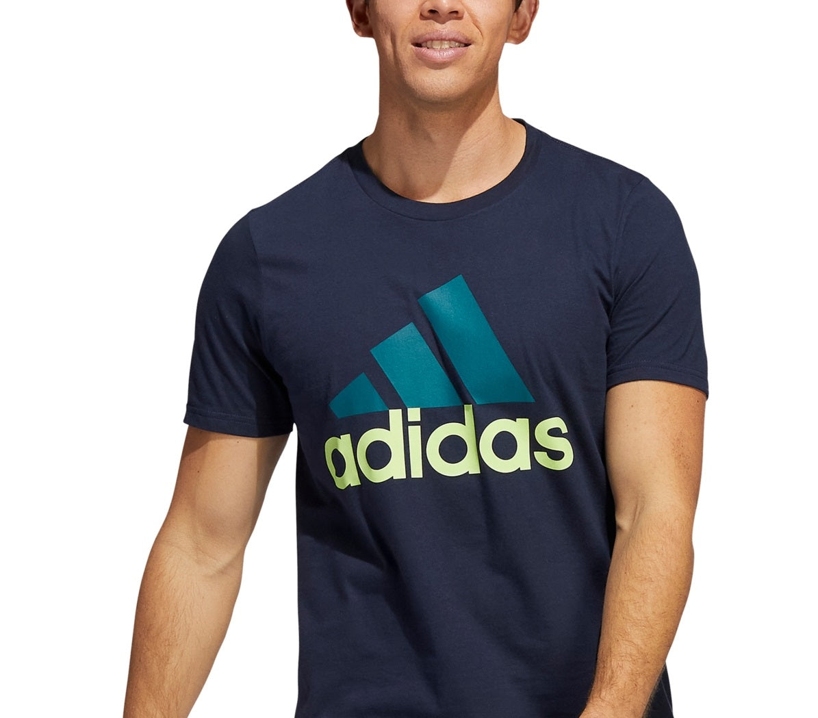 Camiseta Adidas Masculina Badge Of Sport Logo Azul Tamanho Médio