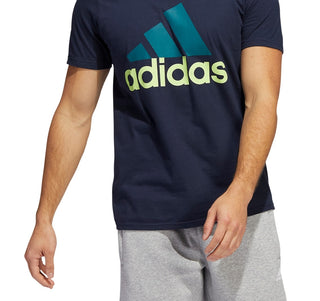 Camiseta Adidas Masculina Badge Of Sport Logo Azul Tamanho Médio