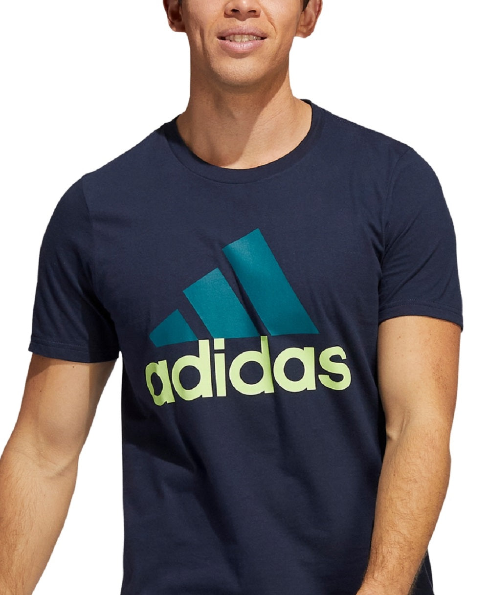 Camiseta Adidas Masculina Badge Of Sport Logo Azul Tamanho X-G