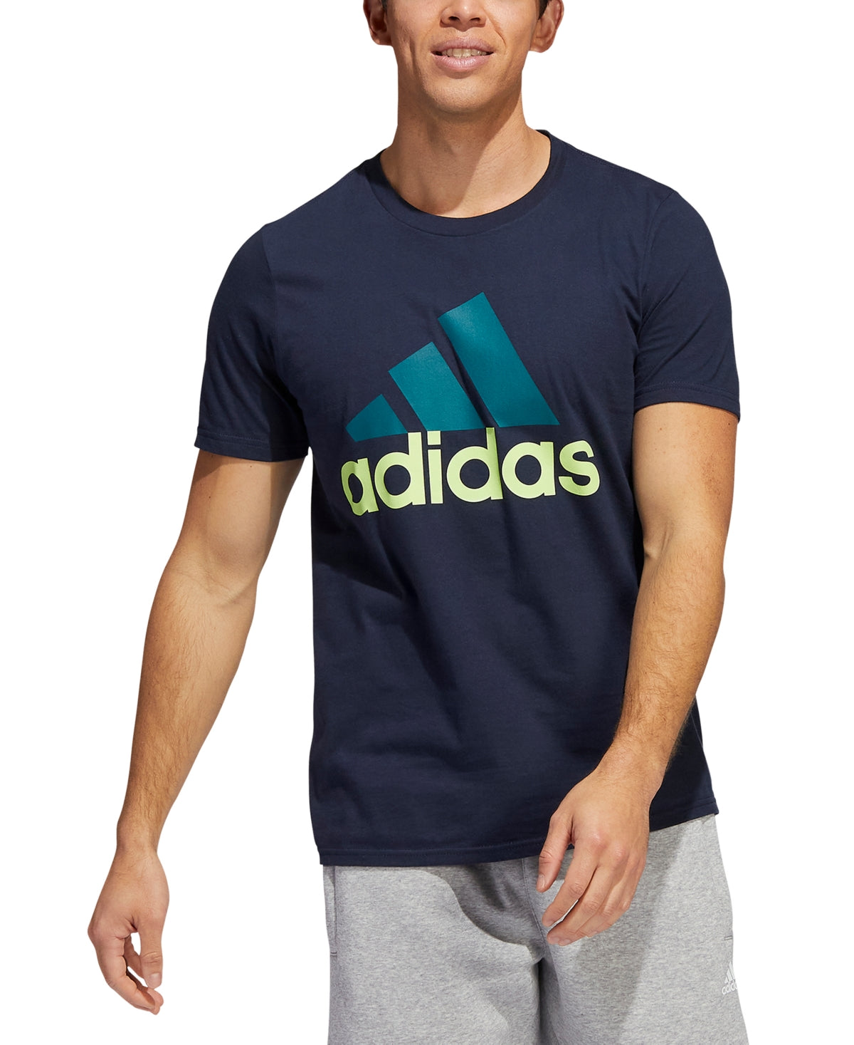 Camiseta Adidas Masculina Badge Of Sport Logo Azul Tamanho X-G