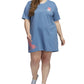 Vestido camiseta com estampa botânica feminina adidas azul tamanho 1X