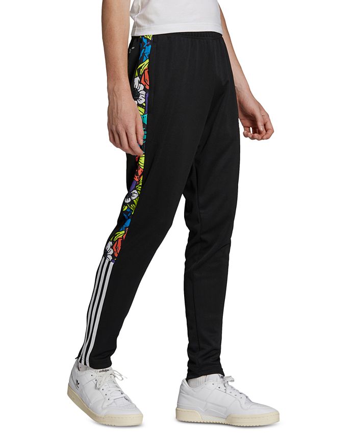 Calça de corrida masculina Tiro 21 Regular Fit com absorção de umidade e painel floral, preta, tamanho XX-G