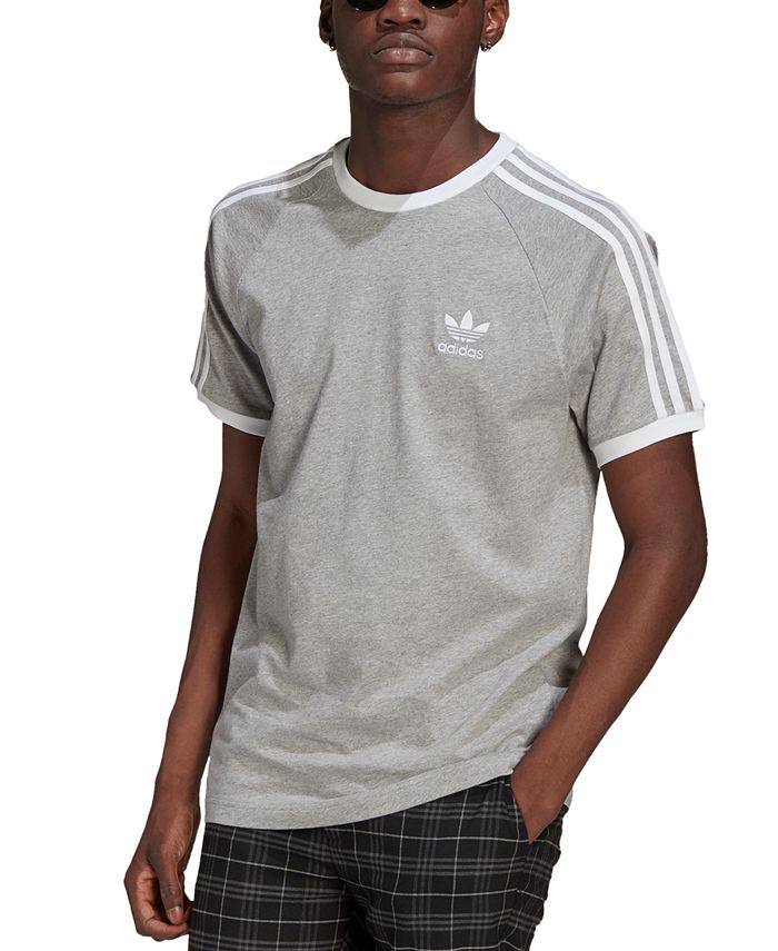Camiseta de algodão adidas Adicolor 3 Stripes masculina, verde, tamanho M