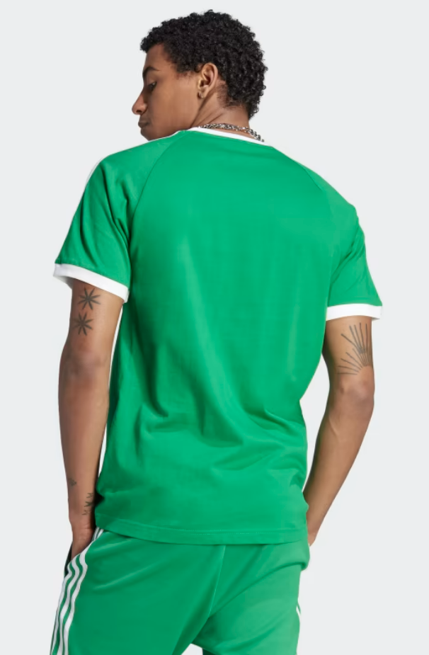 Camiseta Adidas Masculina 3 Listras Algodão Verde Tamanho P