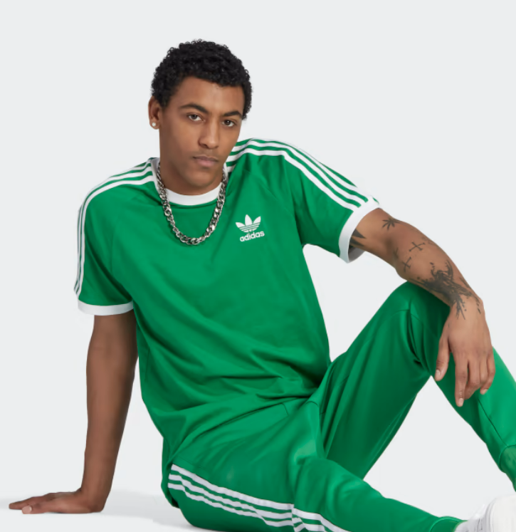 Camiseta Adidas Masculina 3 Listras Algodão Verde Tamanho P