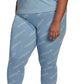 Leggings femininas estampadas adidas, tamanho 2X, azul