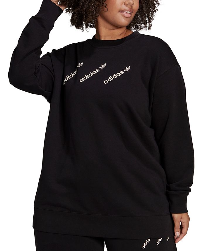 Moletom feminino adidas com gola redonda preto tamanho 2X