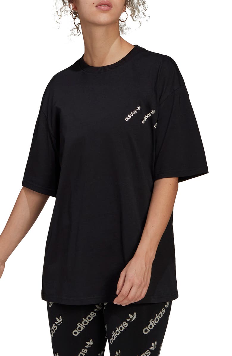 Camiseta Adidas Feminina com Logo Gráfico, Preta, Tamanho Médio