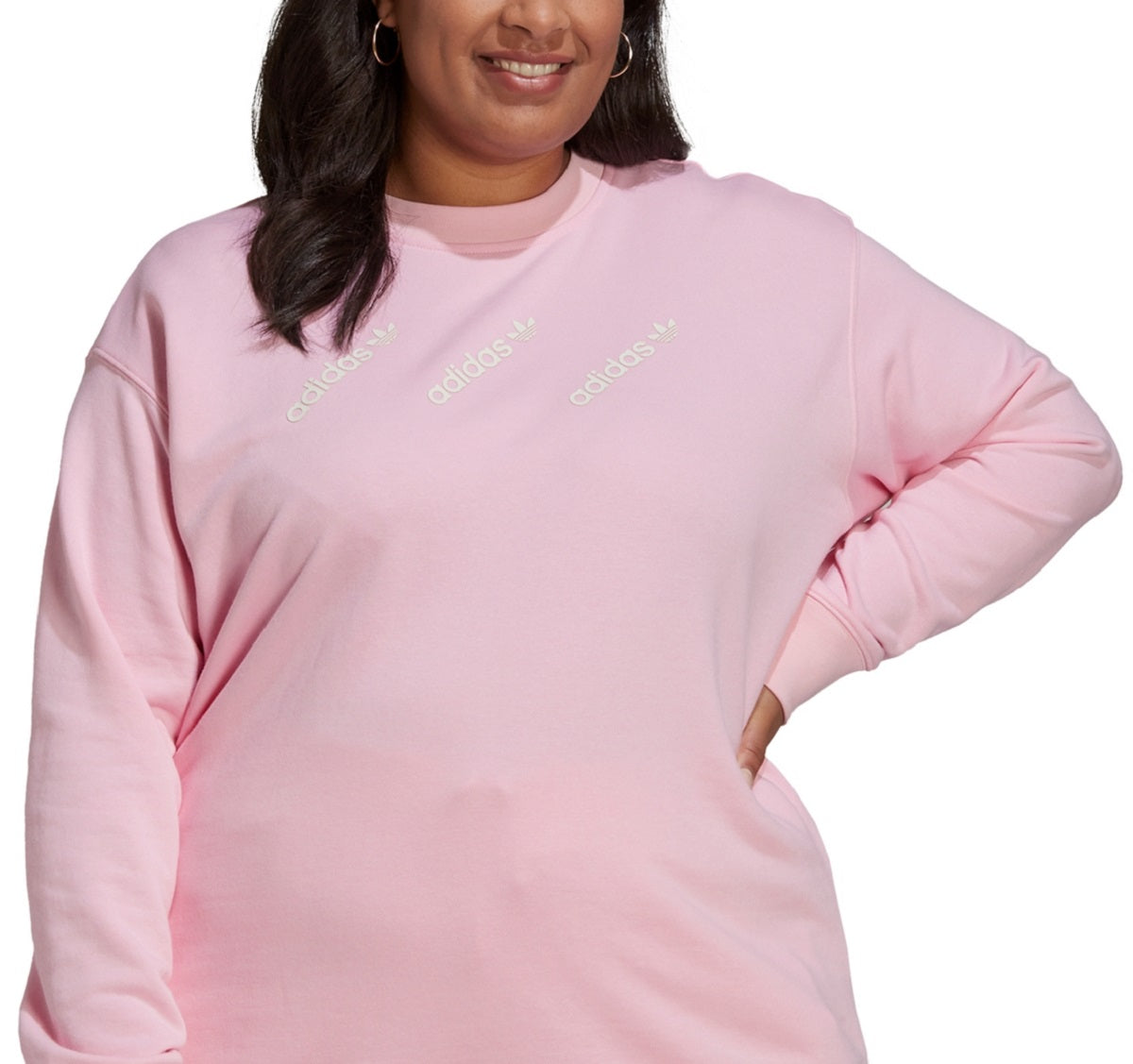 Moletom feminino adidas French Terry com gola redonda rosa tamanho 2X