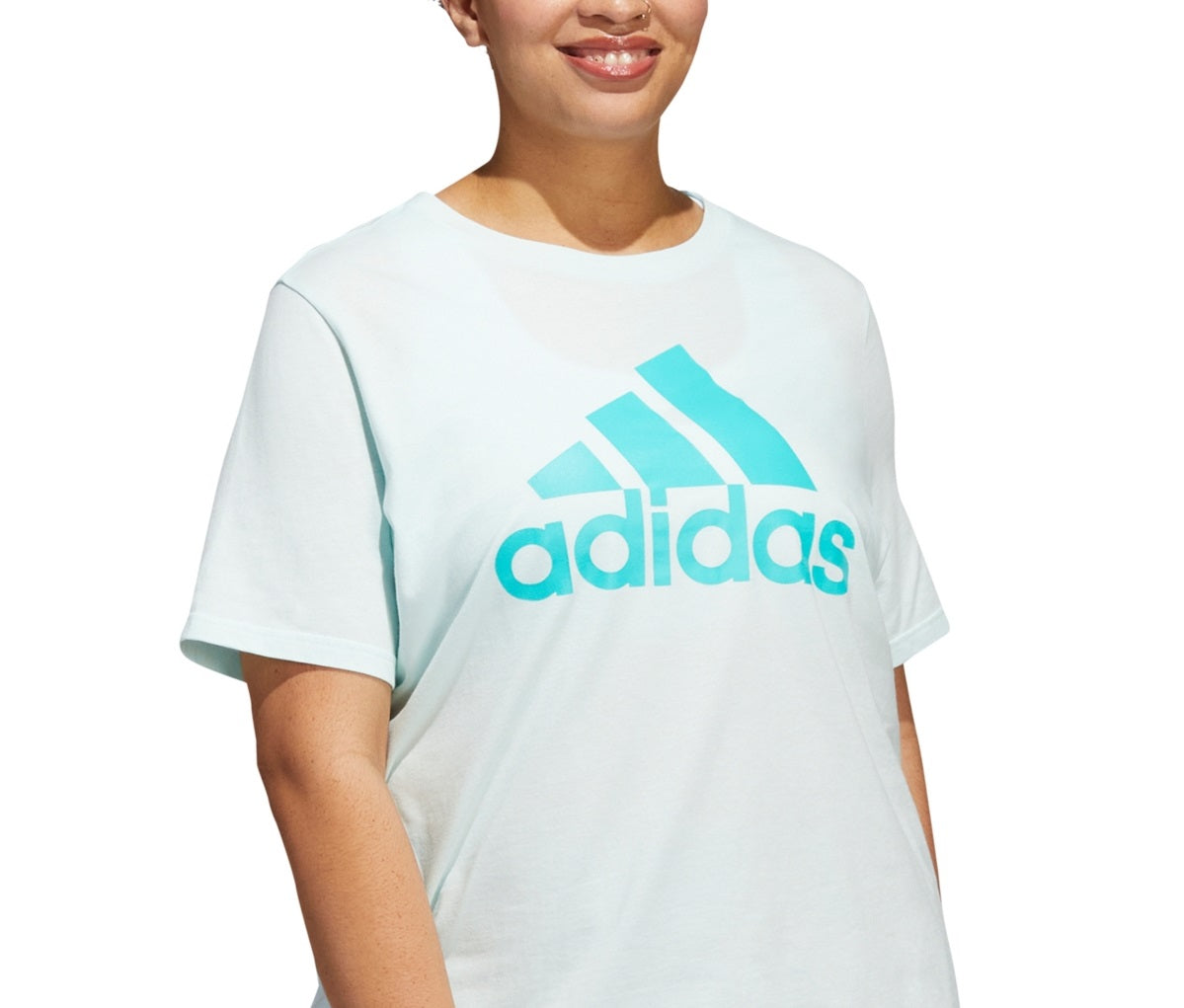 Camiseta Adidas Feminina Cotton Logo Azul Tamanho 4X