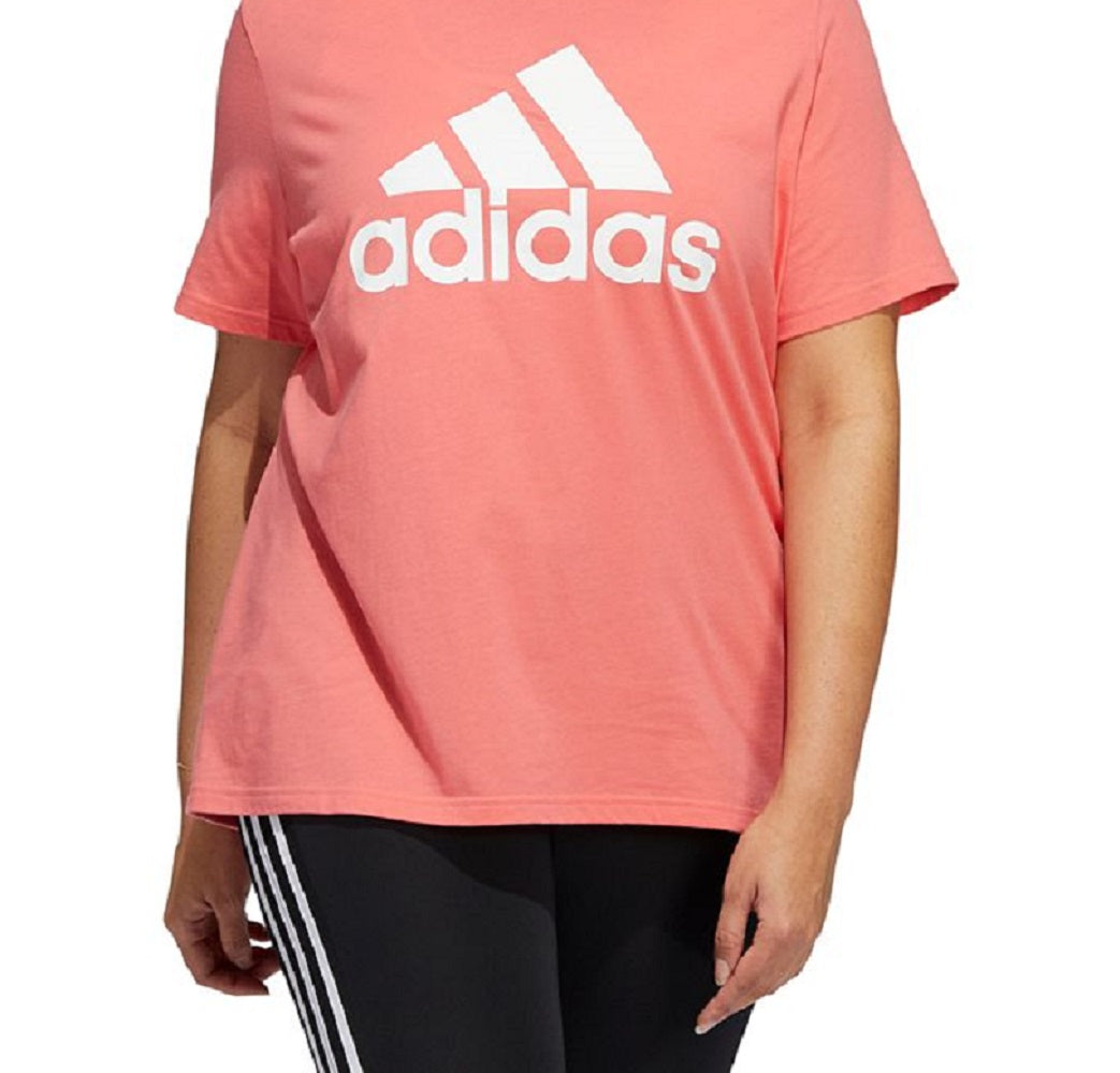 Camiseta Adidas Feminina Cotton Logo Laranja Tamanho 2X