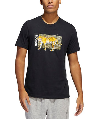 adidas Men's Tiger Graphic T-Shirt Black Size XX-Large