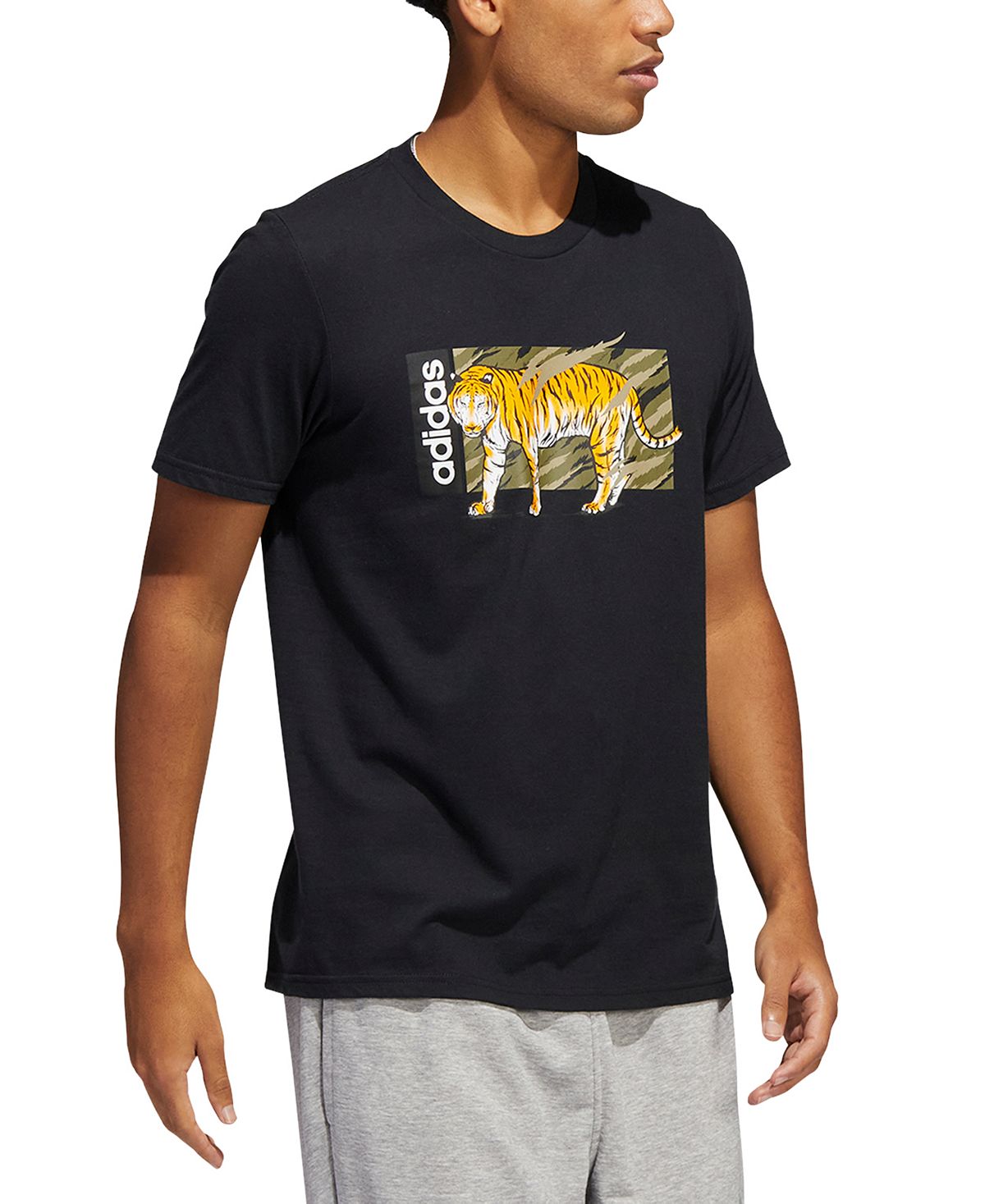 Camiseta Adidas Masculina Tiger Graphic Preta Tamanho XX-G
