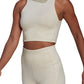 Blusa curta de treino Adidas Hyperglam Recycled Blend feminina, bege, tamanho pequeno