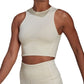 Blusa curta de treino Adidas Hyperglam Recycled Blend feminina, bege, tamanho pequeno