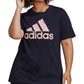 Camiseta Adidas Feminina com Logo Floral Azul