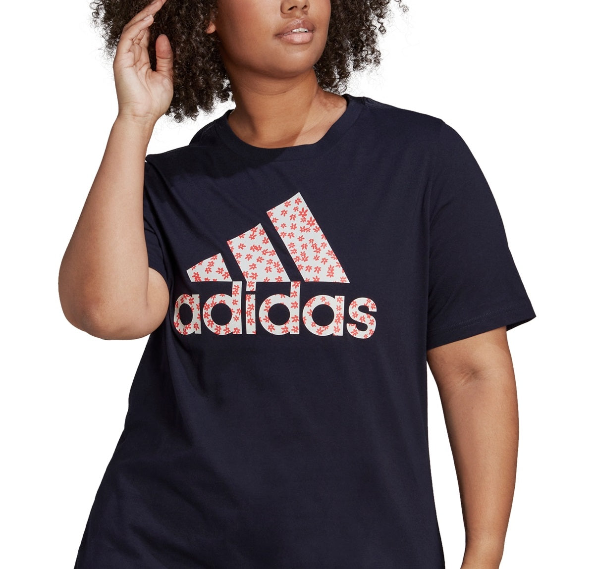 Camiseta Adidas Feminina com Logo Floral Azul