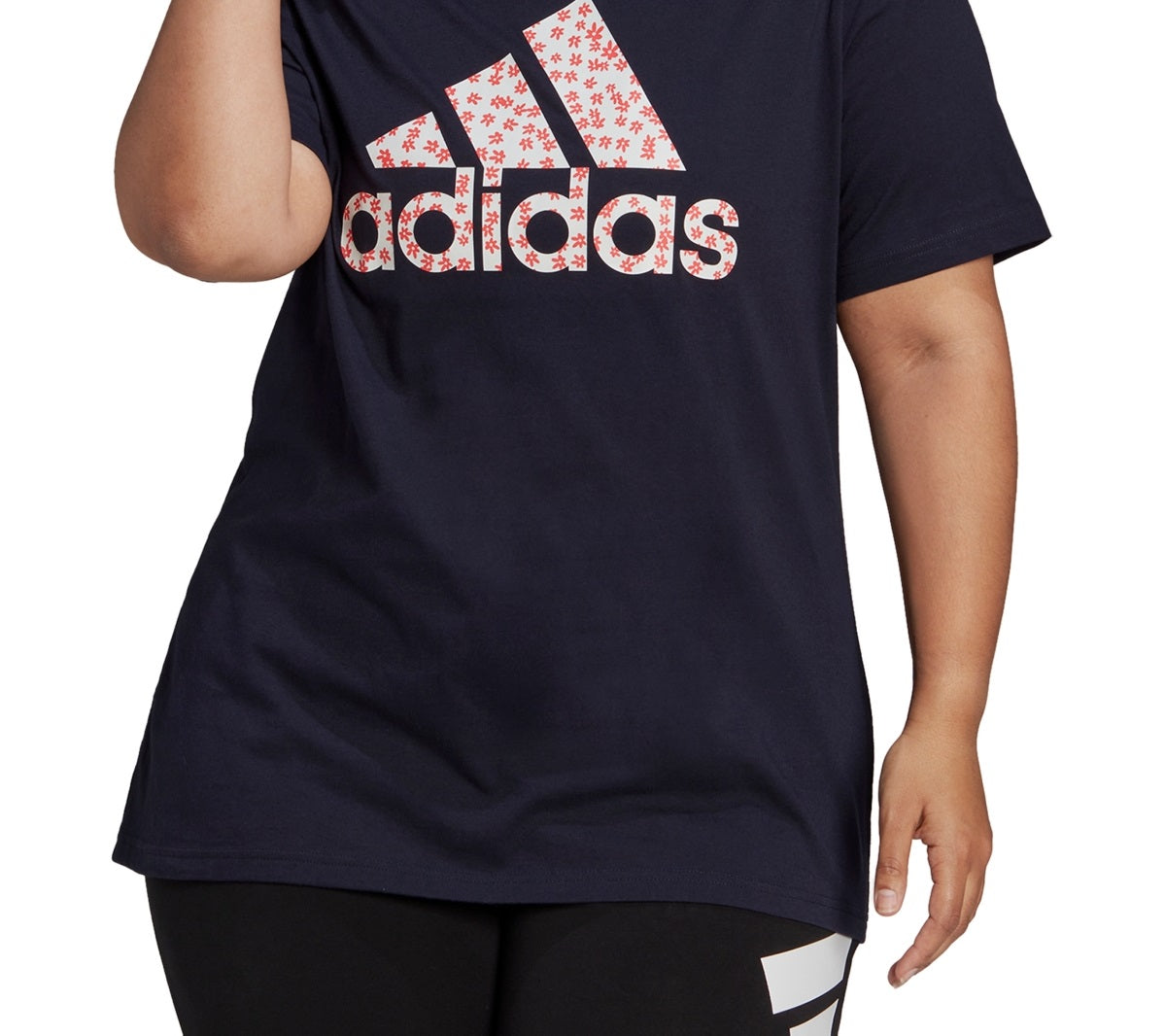 Camiseta Adidas Feminina com Logo Floral Azul