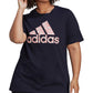 Camiseta feminina com estampa floral e logo da Adidas tamanho grande